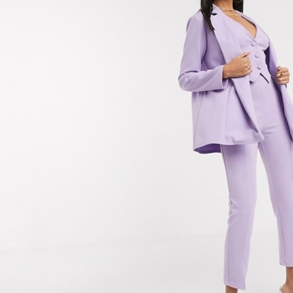 ASOS DESIGN Jersey Wrap Suit Blazer Lilac US 4 - Picture 4 of 5